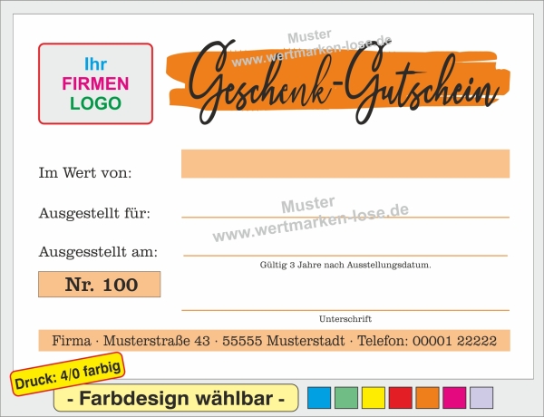 100 Geschenk-Gutscheine / Din A6